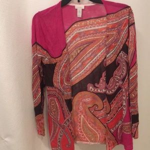 Chicos lt. Cardigan pink/brown multi paisley 1